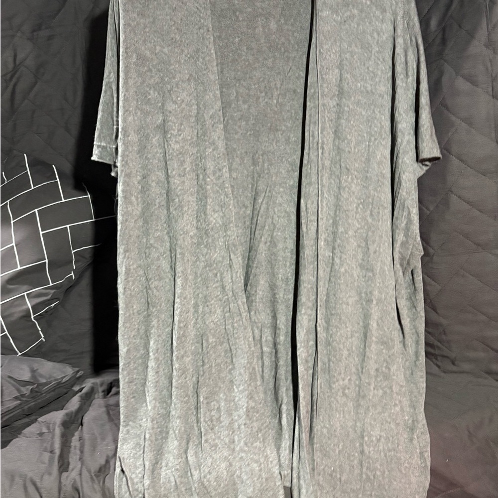Chris & Carol Gray Open-Front Cardigan with Soft Knit
